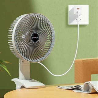 VENTILADOR PORTÁTIL DE PAREDE REGULAR SILENCIOSO SEM FIO RECARREGÁVEL USB COR VERDE