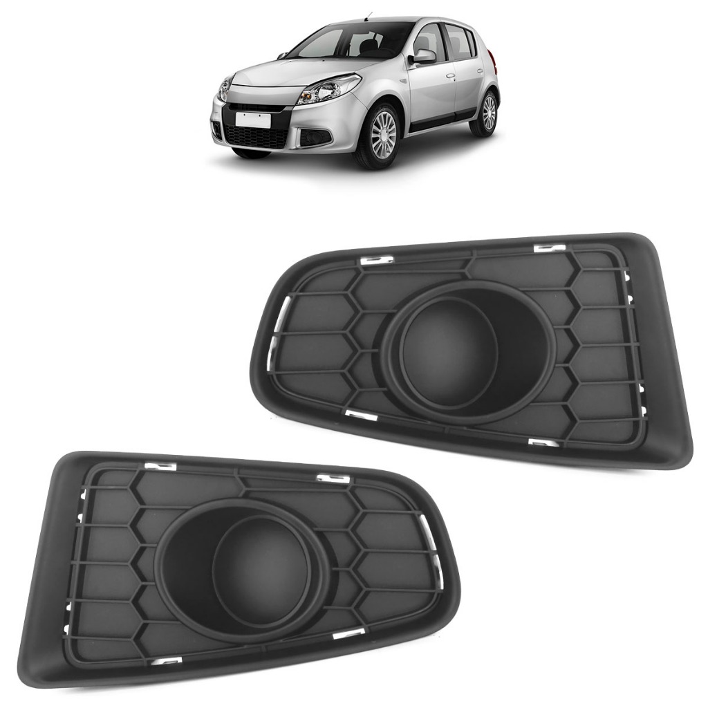 Moldura Grade Milha Sandero 2012 2013 2014 Com Furo Preto - Spare Parts and Accessories for Vehicles