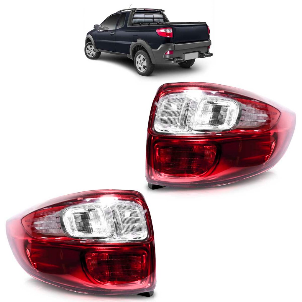 Lanterna Traseira Strada G4 Working 2014 2015 2016 2017 Bicolor Lente Lisa Acrilico