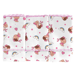 Pano De Boca Bebê  Menina Menino Kit C/ 3 unidades Incomfral Turma Da Mônica Baby em Oferta na Shopee