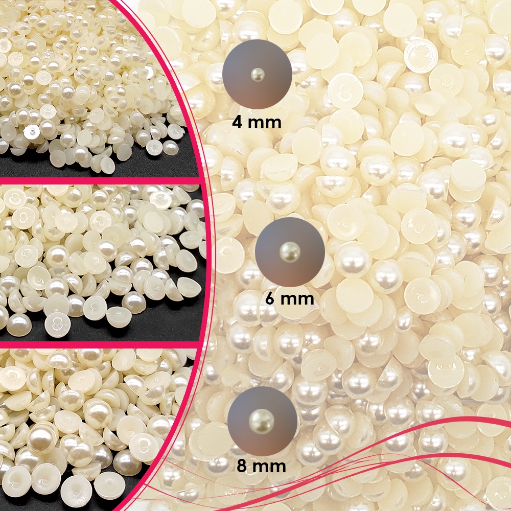 Kit 3.750 Meia Perola 4mm 6mm 8mm Champanhe/ Creme Sem Furo Para Colagem ABS em Oferta na Shopee