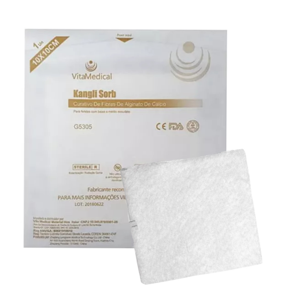 Curativo Fibra De Alginato De Calcio 10x10cm Absorve Exutado em Oferta na Shopee