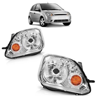 Farol Dianteiro Fiesta 2003 2004 2005 2006 Máscara cromada Foco Simples Lente Lisa Acrilico em Oferta na Shopee