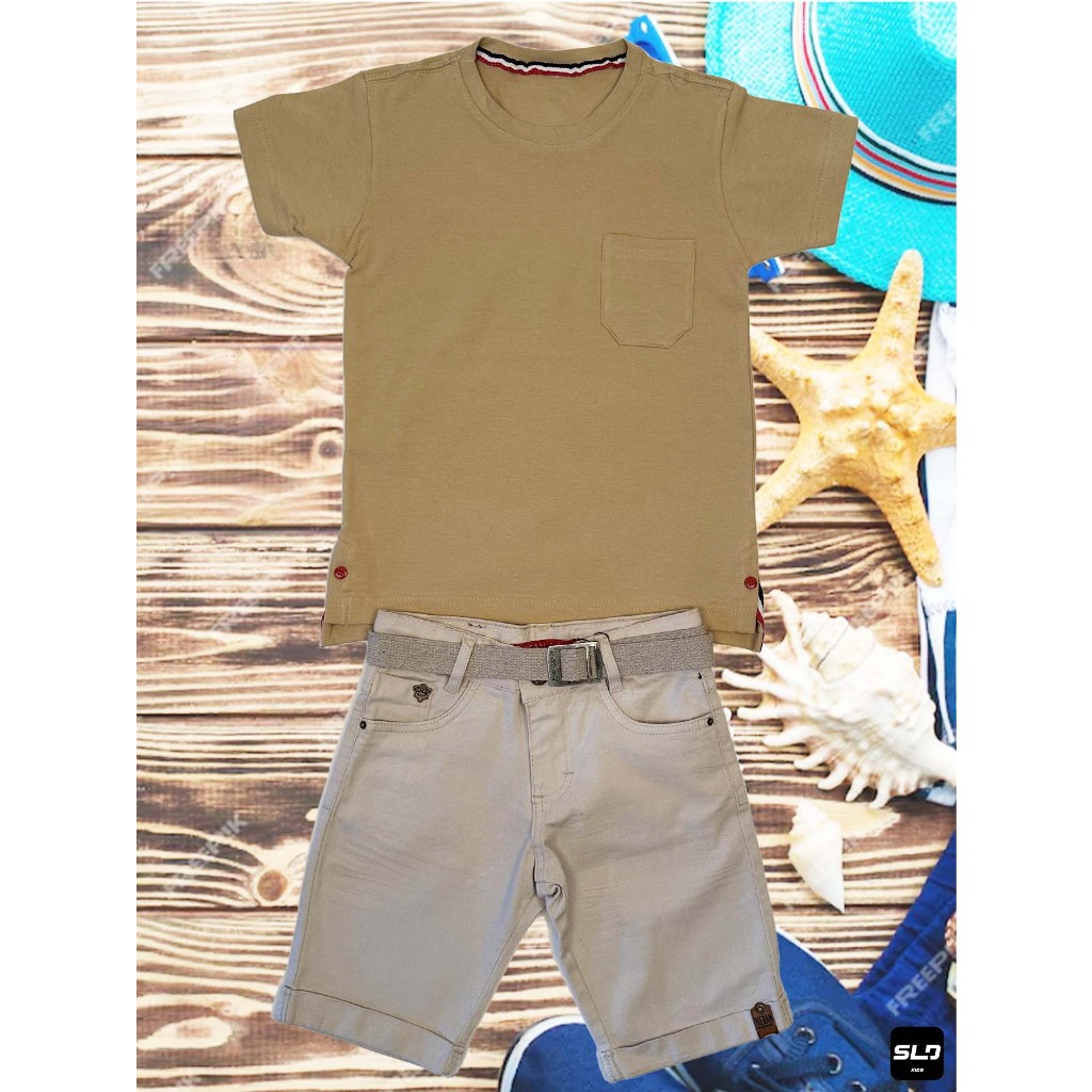 Conjunto Masculino Camisa e Short Jeans em Algodão - Escolha sua Combinação - Shorts com regulagem no Cós