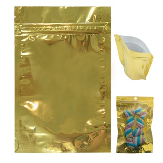 SACO ZIPER METALIZADO STAND UP 20X13 DOURADO FRENTE TRANSPARENTE SAQUINHO ZIP em Oferta na Shopee