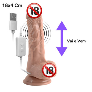 Penis De Borracha Vai E Vem Consolo Vibrador E Aquecimento 18 CM Dildo Grande