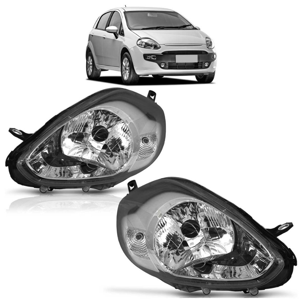 Farol Punto 2012 2013 2014 2015 2016 Máscara Cromada Foco Simples Lente Lisa Acrilico