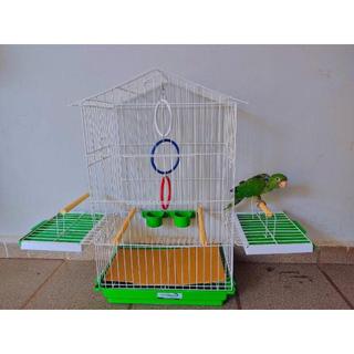 Gaiola Viveiro Luxo Calopsita Aves Mansas Epóxi Telhado Aramado Comedor + JOGO DE ARGOLA em Oferta na Shopee