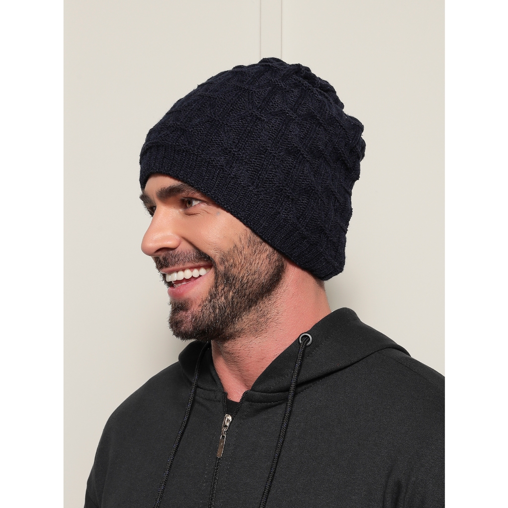 Touca Gorro de Lã Forrada Masculino  Adulto Premium Vira Cachecol chachegol de pescoço Inverno