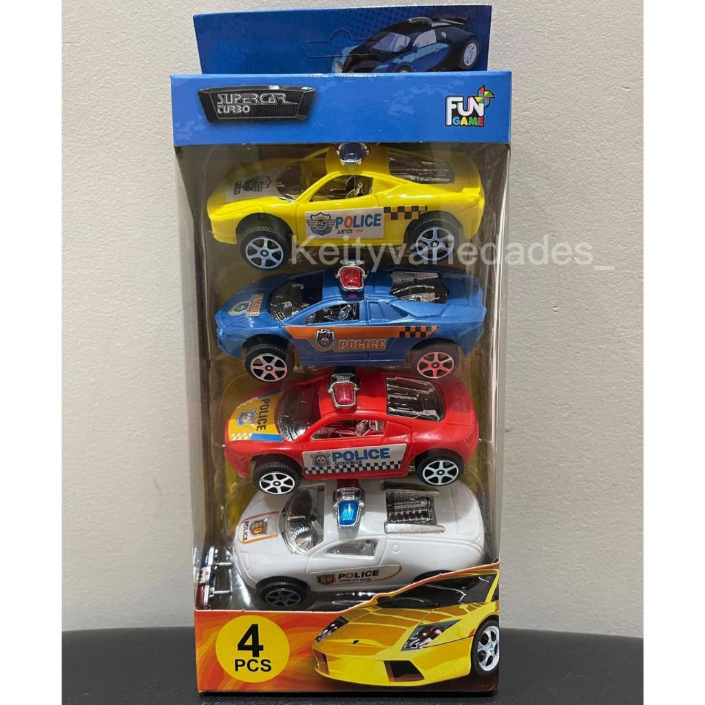 Carrinhos De Brinquedo Policia Kit Com 4 A Fricção Para Menino Criança Carros Esportivos Coloridos Luxo Policial Alta Velocidade Policial SUPER PROMOÇÃO