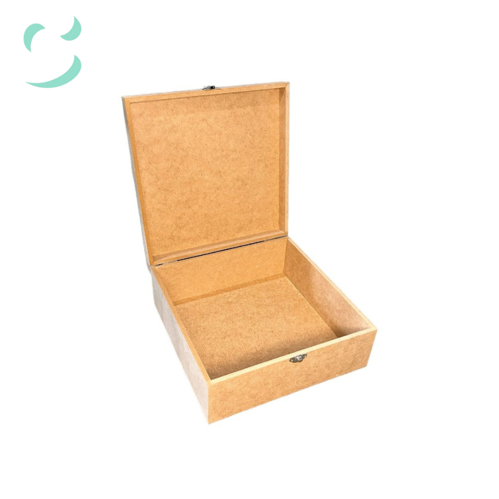 Caixa com fecho 25x25x10 em mdf em Oferta na Shopee