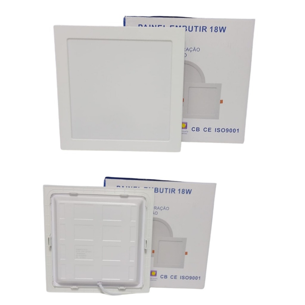KIT 2 Luminária Plafon led 18w Quadrado Embutir Branca frio 6500k/Neutro 4000k Bivolt Pop 1ª Linha Promoção