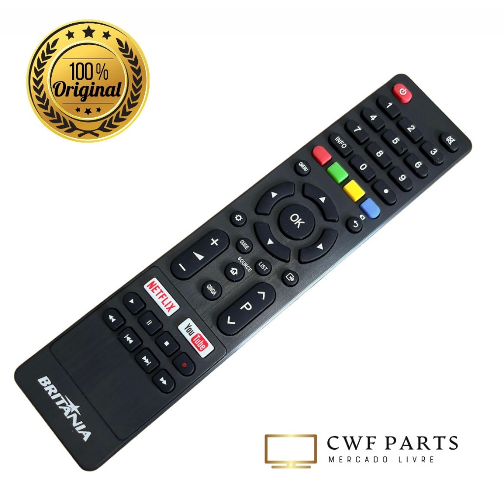 Controle Remoto Tv Britania Fbg-9005 Netflix Youtube Britânia