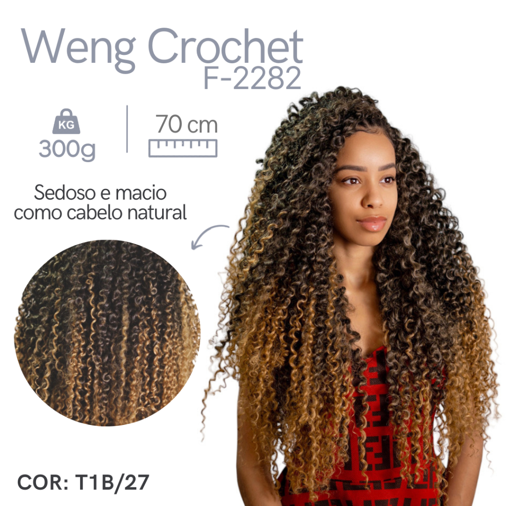 Cabelo Cacheado Fibra Orgânico Para Crochet Braids - Weng 300Gr 70Cm Pronto Para Colocação + BRINDE em Oferta na Shopee