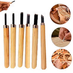 Kit Jogo De Formão Goiva Para Madeira Xilogravura Entalhe Com 6 Peças Ateliê Carpinteiro Marceneiro