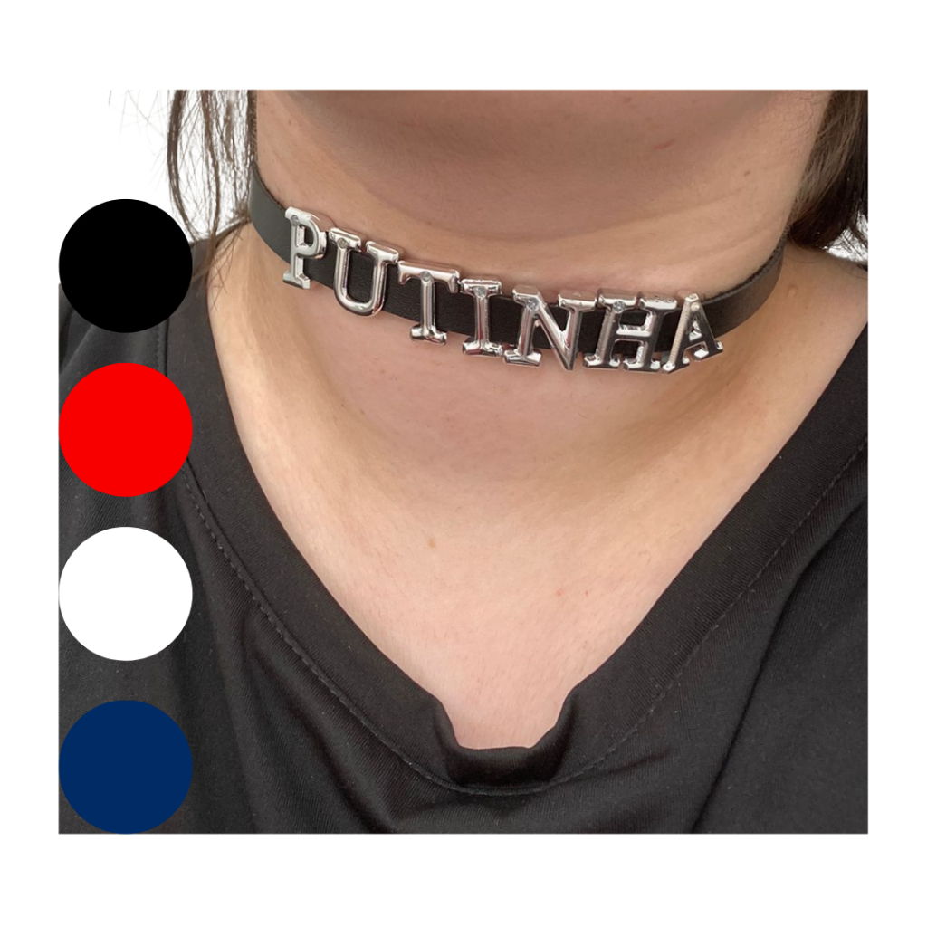 Colar gargantilha com nome personalizado Chocker Carnaval fantasia