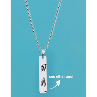 Colar personalizado à laser plaquinha “olhar” banhado à prata 925 em Oferta na Shopee