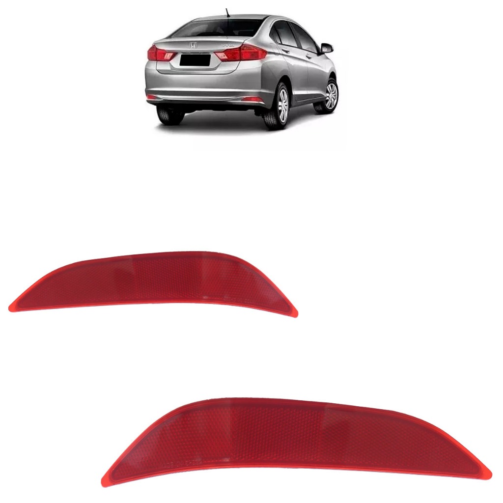 Refletor Parachoque Traseiro City 2015 2016 2017 2018 Rubi Lente Acrilico - Spare Parts and Accessories for Vehicles