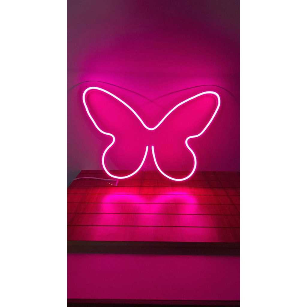 Luminária Decorativa Borboleta led Neon, com base 50cm e 30cm duas opções de tamanho
