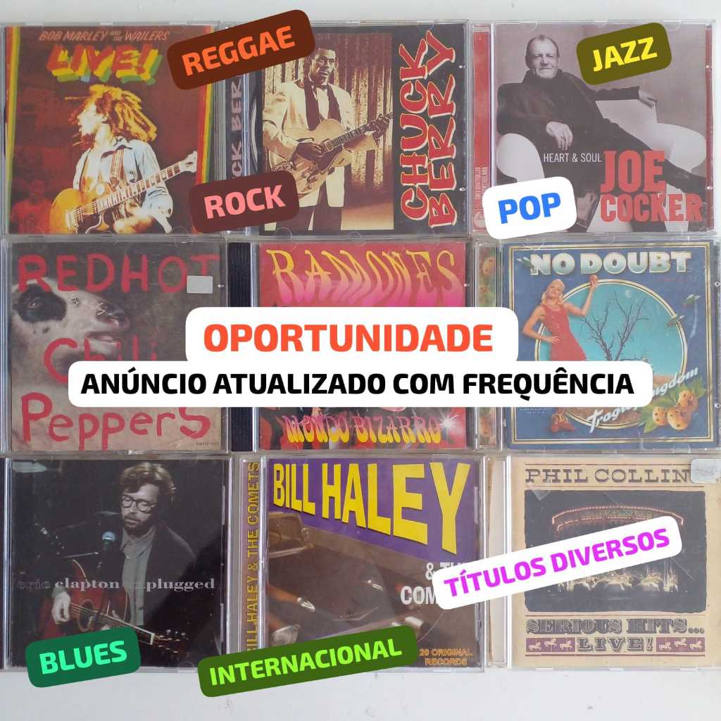 CD Vários Títulos no Preçinho! ROCK, POP, REGGAE, JAZZ, BLUES. Internacionais. Anúncio Atualizado com Frequência: Metal