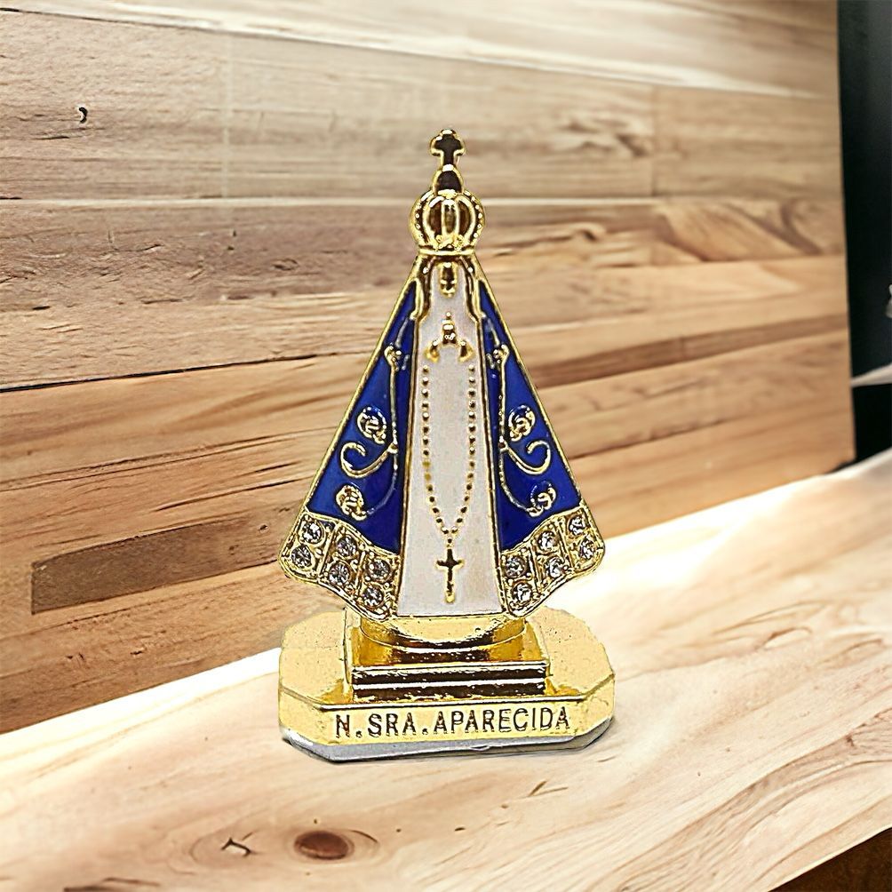 Nossa Senhora Aparecida SEM ESPLENDOR Para Painel De Carro Pequena Strass com caixa presente