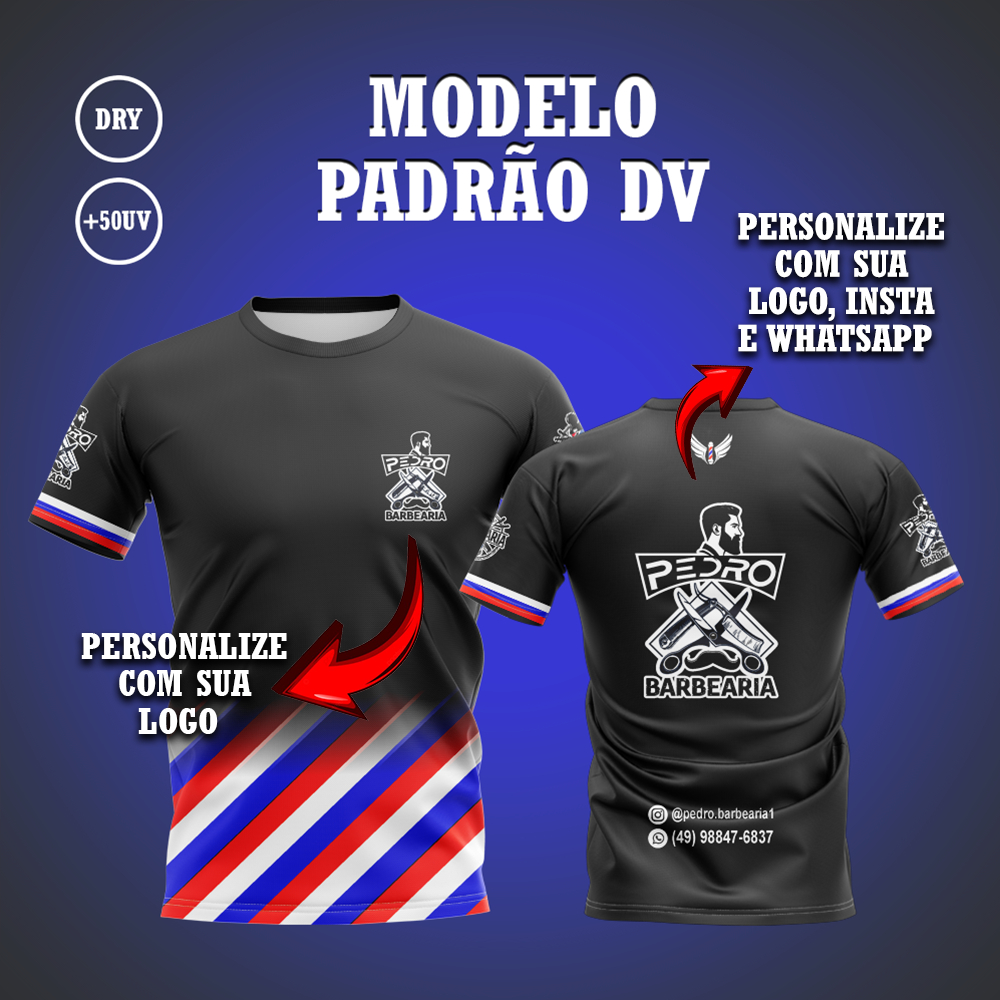 Camisa Barbearia Empresa – Unissex UV50+ Premium Personalizada ADULTO-JUVENIL-INFANTIL
