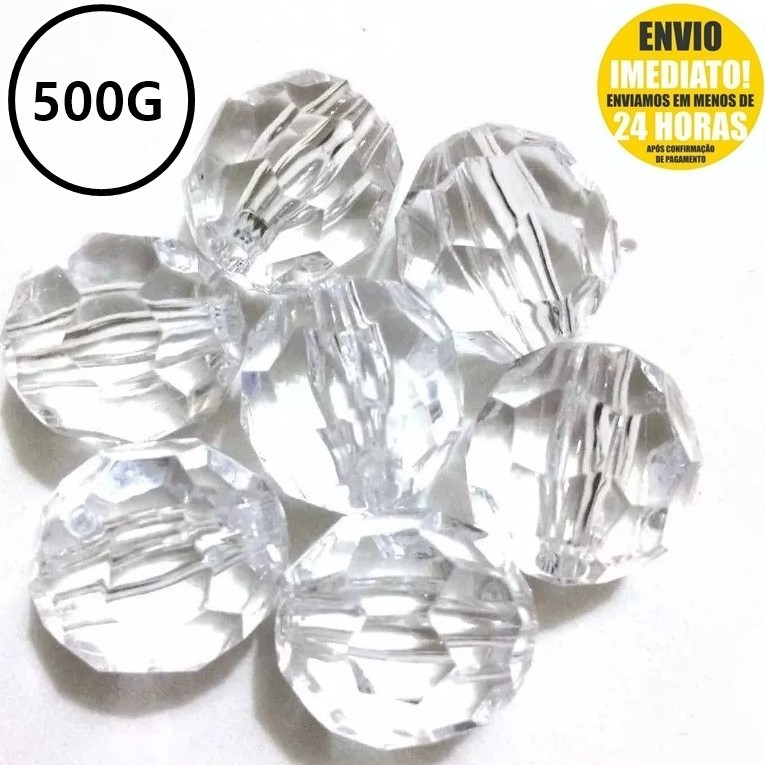 Pedrarias Cristal Facetado Acrílico 500gr 8mm 10mm 12mm 14mm Melhor Preço Luxo