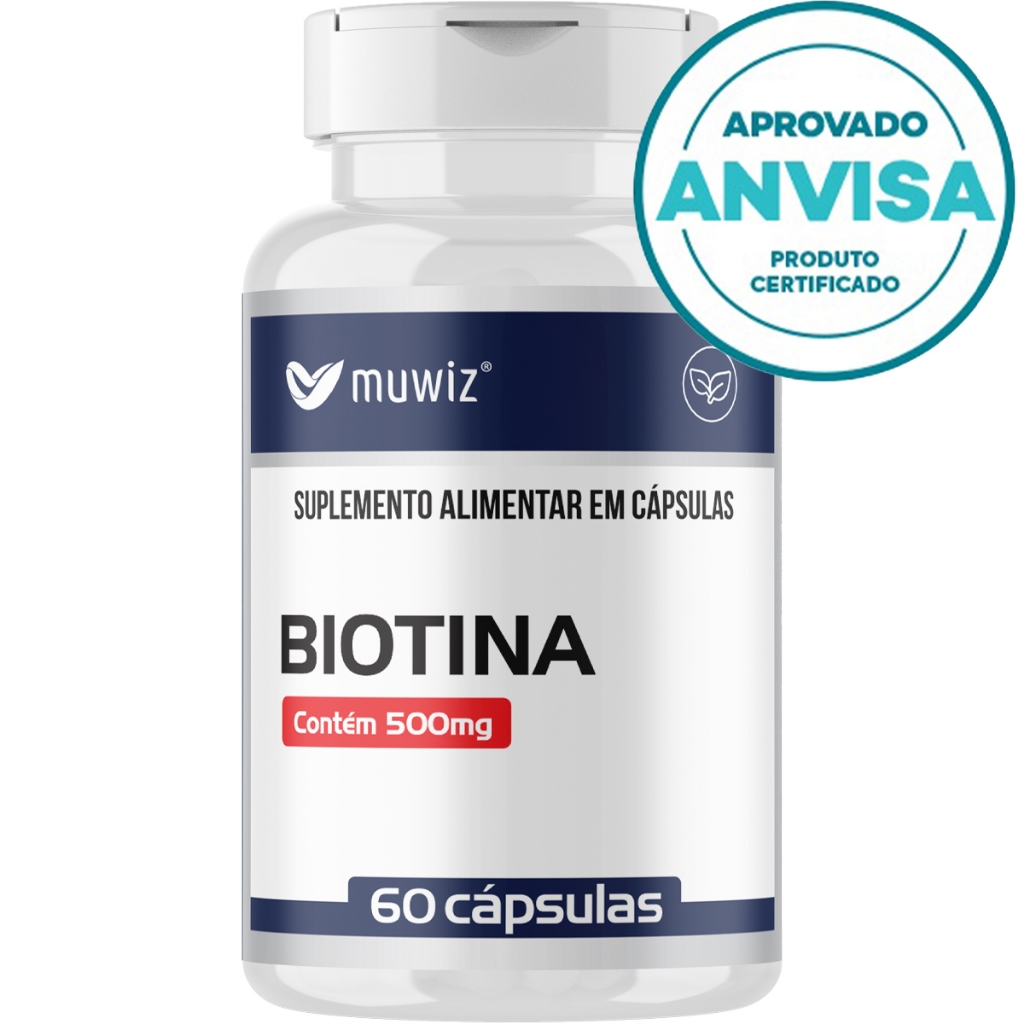 Biotina B7 - 60 Cápsulas 500mg - Muwiz