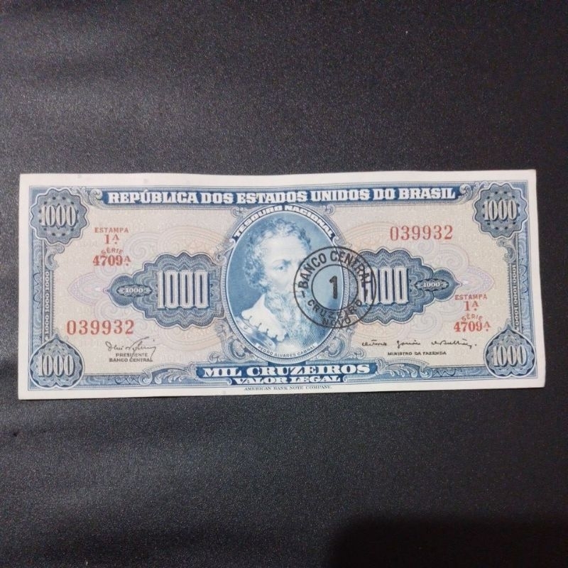 C121 Cédula 1000 Cruzeiros (Carimbo 1 Cruzeiro Novo)- FE