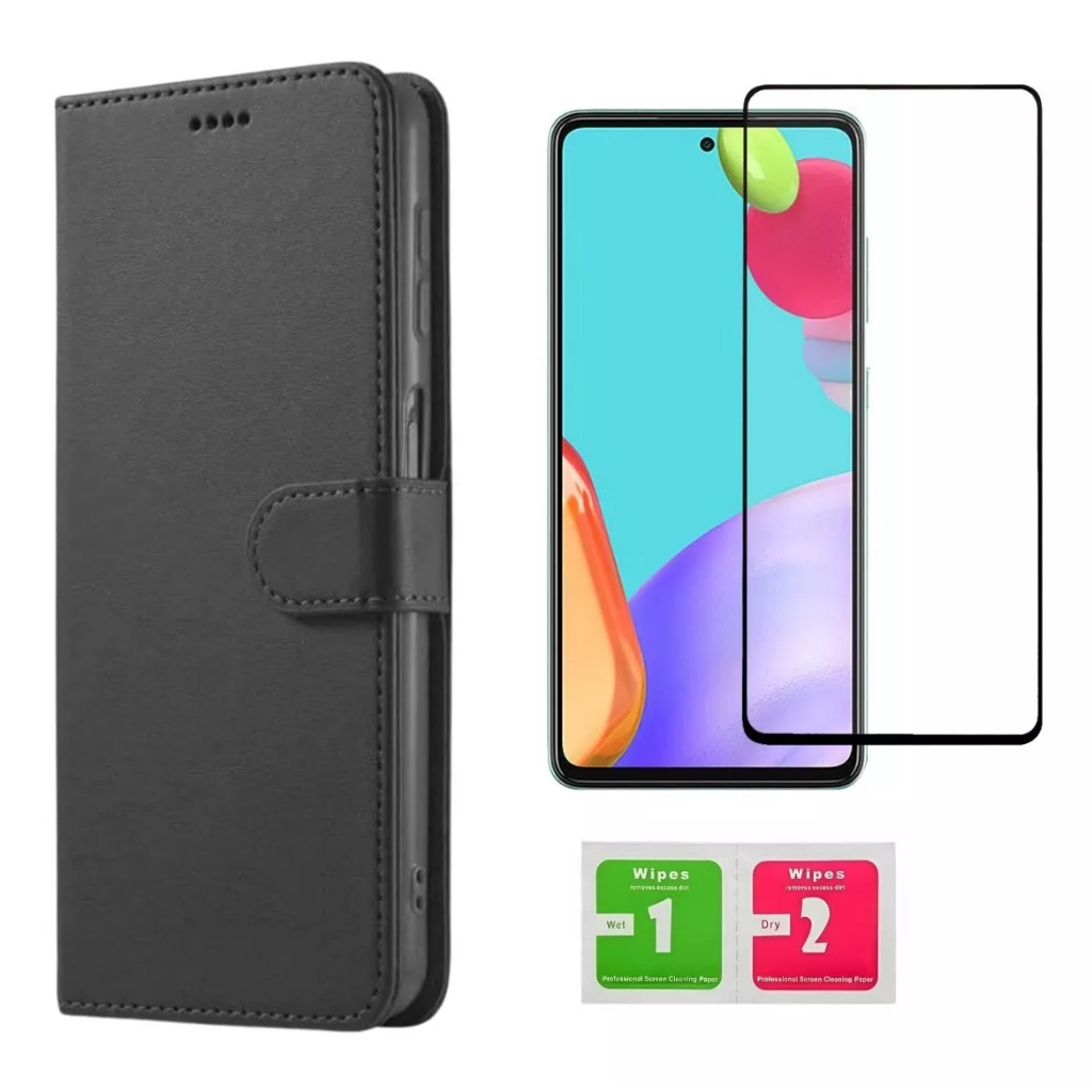Capa Carteira Flip + Película Para Samsung A14