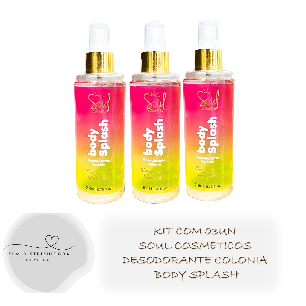 Kit com 03un Paradoxy Soul Virgínia Cosmeticos Desodorante Colonia Body Splash  200ml em Oferta na Shopee