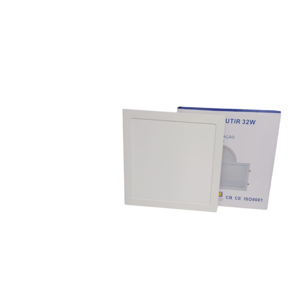Luminária Plafon LED 32w Quadrado Embutir Branco Frio 6500k/Neutro 4000k de PVC bivolt Pop 1ª Linha Promoção