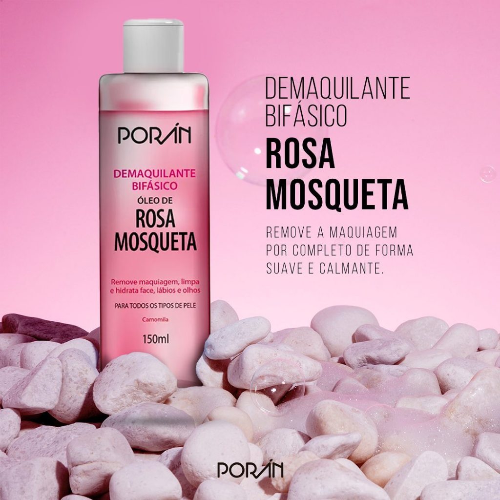 Demaquilante bifasico Rosa Mosqueta-Poran PR54 em Oferta na Shopee