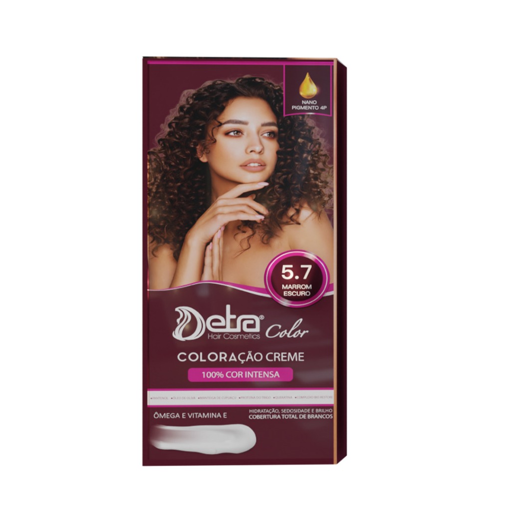 Kit color 5.7 Marrom Escuro 50gr Coloração em creme Detra Hair Cosmeticos