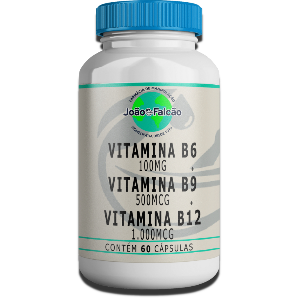 Vitamina B6 100Mg + Vitamina B9 500Mcg + Vitamina B12 1.000Mcg - 60 Cápsulas