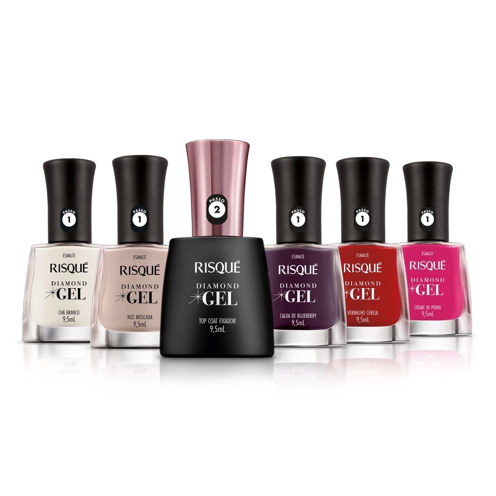 Esmalte Risqué Diamond Gel - Efeito Salão, Brilho e Longa Duração Esmalte Efeito Gel