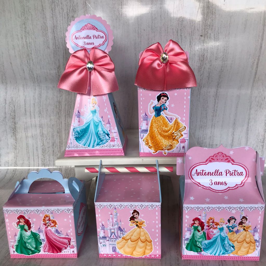 PEGUE E MONTE- Kit Festa Personalizados Princesas/Rosa/Menina/Branca de Neve/Cinderela/ Bela/Ariel/Aurora/Lembrancinhas/