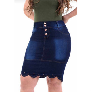 Saia Jeans Secretária do 36 ao 54 Moda Evangélica com Elastano em Oferta na Shopee
