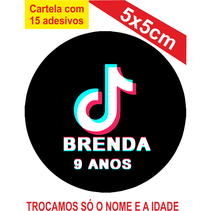2 Cartelas de Adesivos (30 unidades) T|KT0K Personalizados 5x5cm Festa Aniversário Lembrancinha