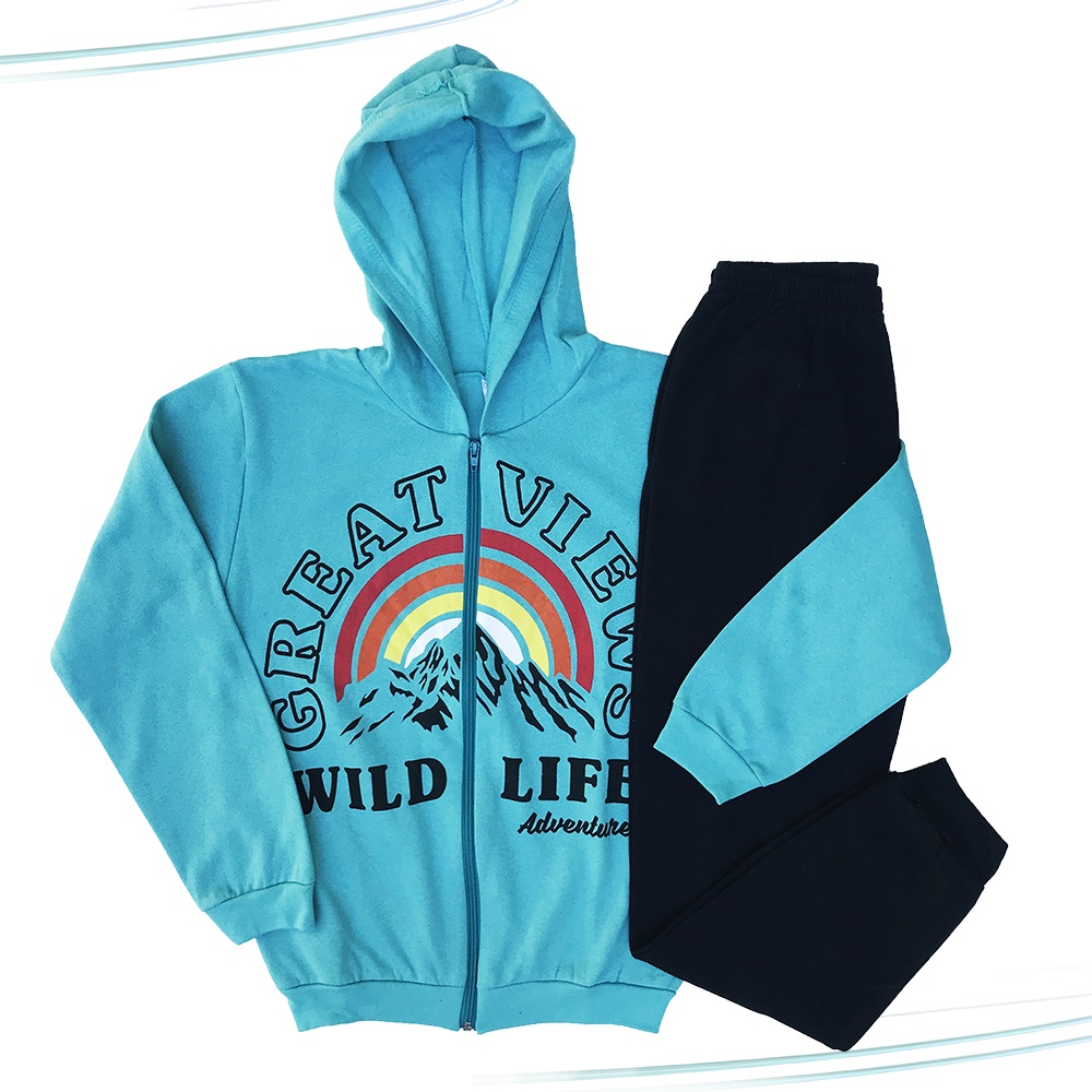 Conjunto Moletom Flanelado Com Capuz Inverno Menino Juvenil Tamanhos 10 ao 16