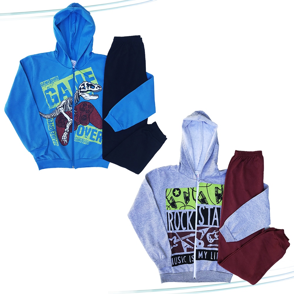 Kit 2 Conjuntos Moletom Flanelado Inverno Menina / Menino Juvenil Tamanhos 10 ao 16