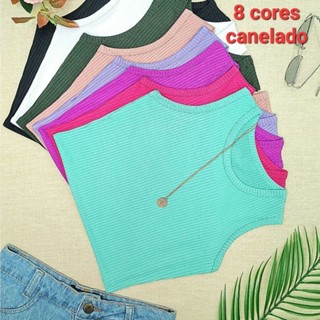 cropped Simples básico Regata & Camisa de malha canelada promoção