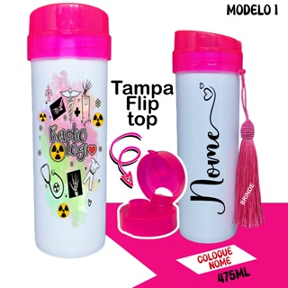 Garrafa de agua de agua tecnica radiologia com seu nome em Oferta na Shopee