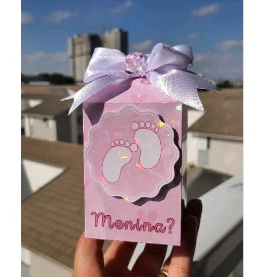 Caixinha Milk 10 Unidades Chá Revelação Lembrancinha Personalizada Menino ou Menina Azul e Rosa