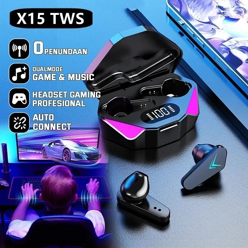 Fone Gamer TWS Headset Hifi Sound Quality TWS Headphone BT 5.0 LED Display Wireless TWS X15 em Oferta na Shopee