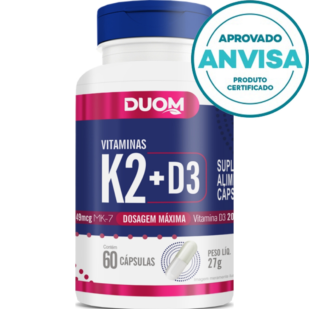 Vitamina K2 Mk7 + Vitamina D3 - 60 Cápsulas 450mg - Duom