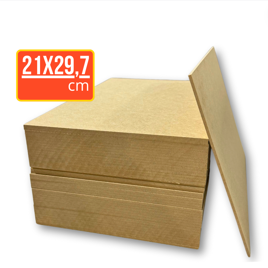 Chapa MDF 21x29,7cm A4 Placa 3mm – LOTE 20,50,100 Unidades – Artesanato, Sublimação, Quadros fotos em Oferta na Shopee