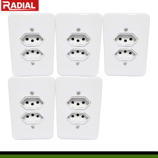 Kit 5un Tomada Dupla 20A 2P+T Completa 110v-220v em Oferta na Shopee