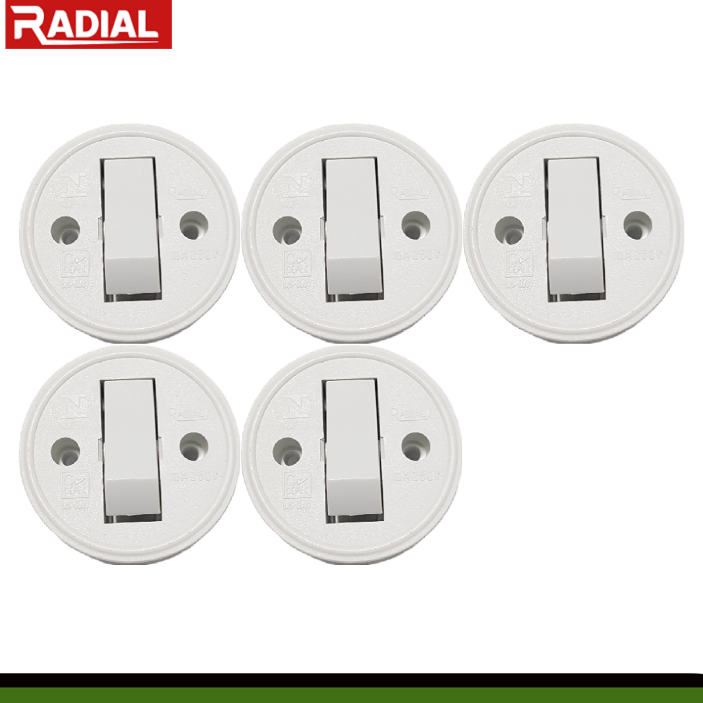 Kit 5un Interruptor Apagador Simples Externo Sobrepor