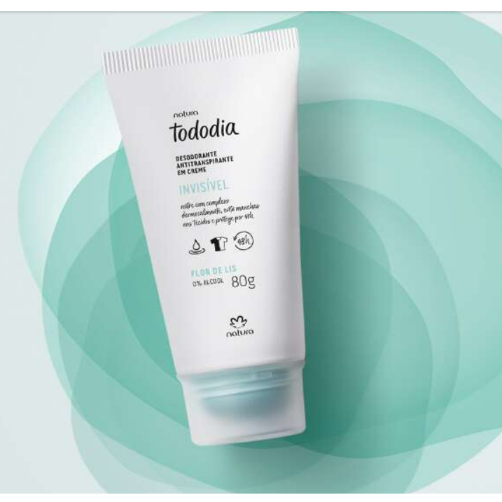 Desodorante Antitranspirante em Creme Tododia Flor de Lis 80g, Natura Cosméticos, Original, novo, vegano